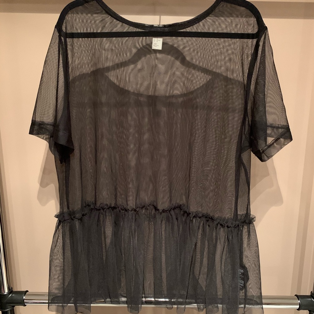 H&M Sheer Mesh Babydoll Top - Size XL